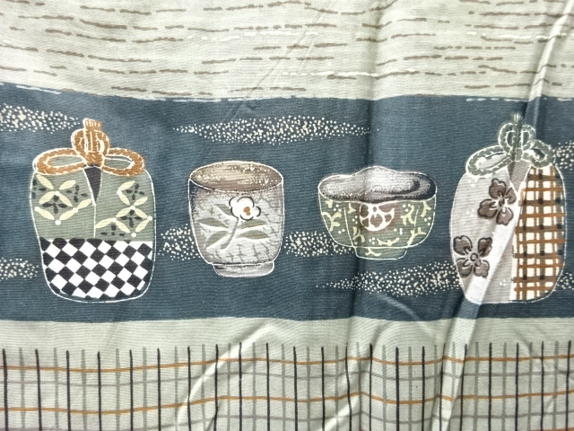 JAPANESE KIMONO / ANTIQUE HORIZONTAL BAND / TEA UTENSILS / LETTERING P